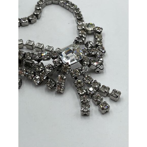 Vintage Retro Raised Bow Prong Set‎ 
Icy Rhinestone Crystal Chocker Necklace - Picture 10 of 12